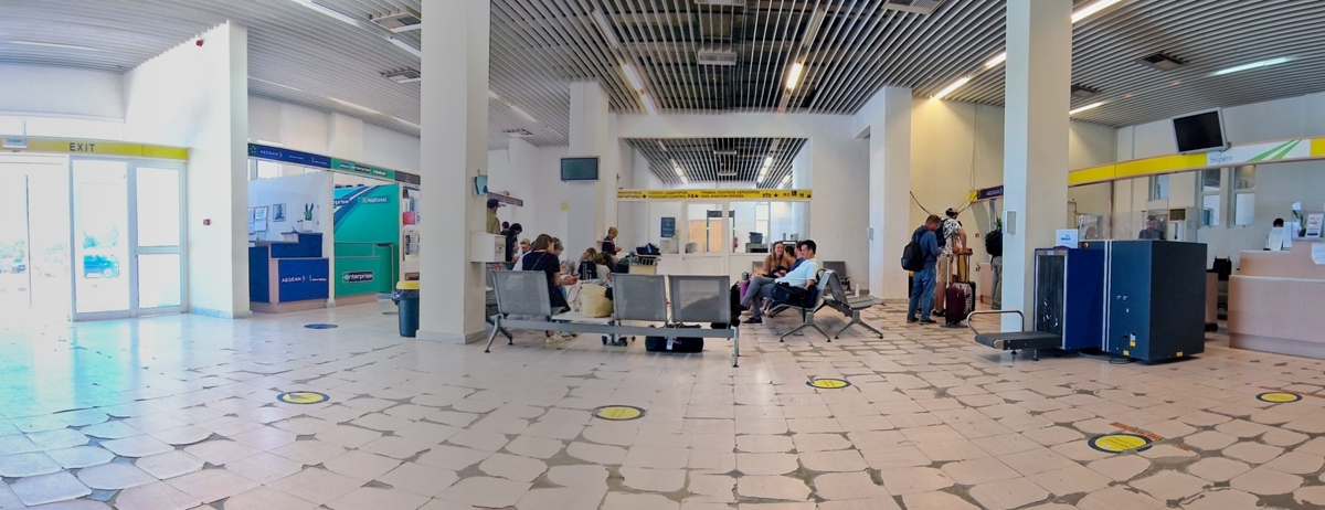Milos airport interior panorama